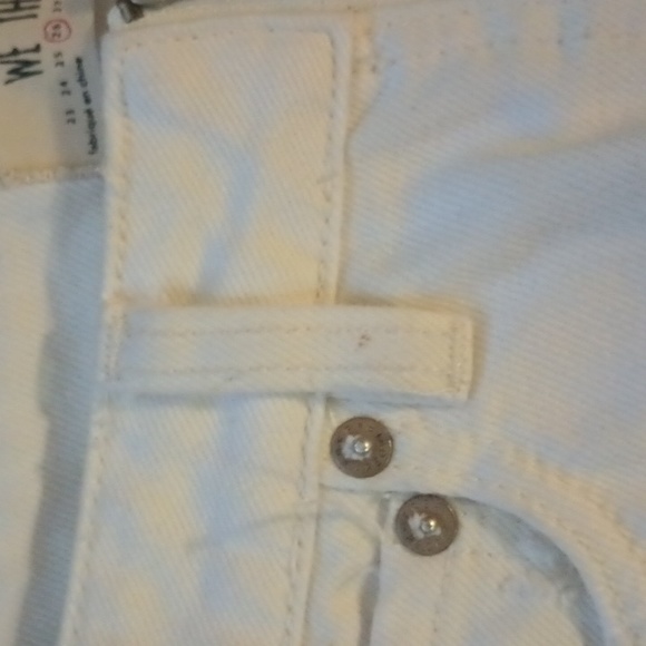 We The Free Free People White Zip Distressed Denim Mini Skirt 26 - Picture 2 of 7